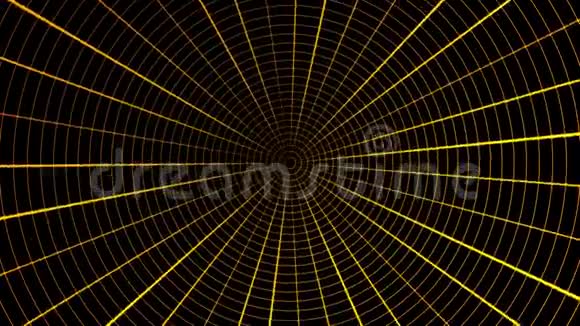 旋转的网银与光模糊蜘蛛的Web动画循环网格网蜘蛛网隧道抽象绘图多边形视频的预览图