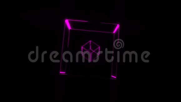 许多透明的霓虹灯在空间中旋转三维渲染背景计算机生成视频的预览图