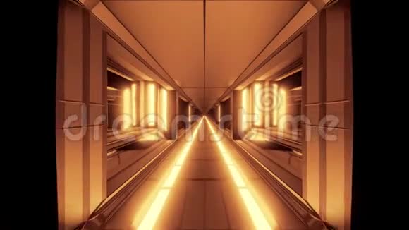 未来主义科幻空间飞机库隧道走廊与铁水三维插图现场壁纸运动背景vj视频的预览图