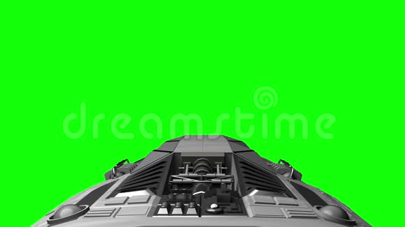 三维动画绿色屏幕背景下带有脉动引擎的航天器视频的预览图