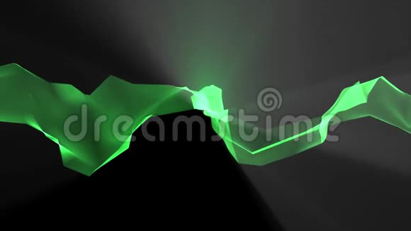 数字多边形软丝带柔和的光线绿色的抽象背景新的动态技术艺术视频的预览图