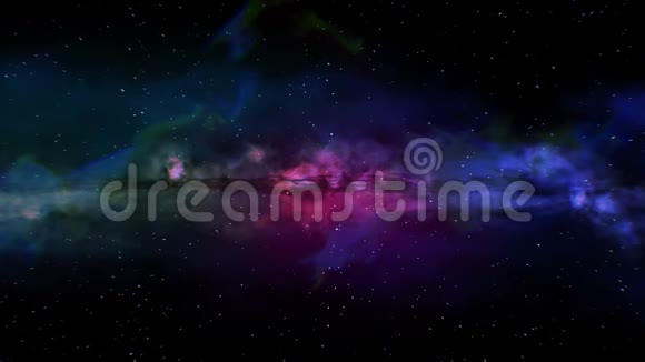 背景上的抽象空间星云虚构的观测卫星飞过三维动画视频的预览图