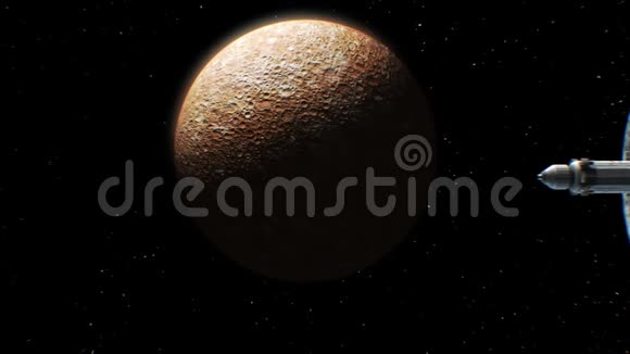 水星背景下的星际飞船视频的预览图