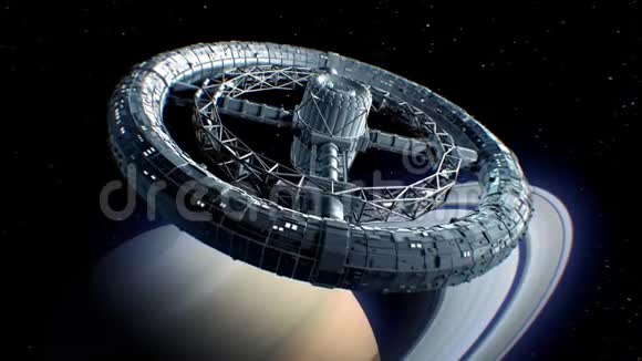 土星背景上巨大的科幻环视频的预览图