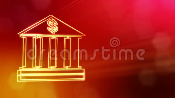 银行会徽上的美元标志发光粒子的金融背景具有景深的3D海盗动画视频的预览图