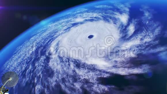 海洋气旋背景虚构天气卫星飞过三维动画所有的纹理都是在视频的预览图