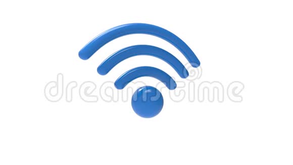 蓝色wifi标志在白色背景上旋转和脱落视频的预览图