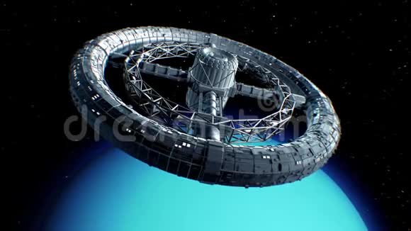 天王星背景上的巨型科幻环视频的预览图