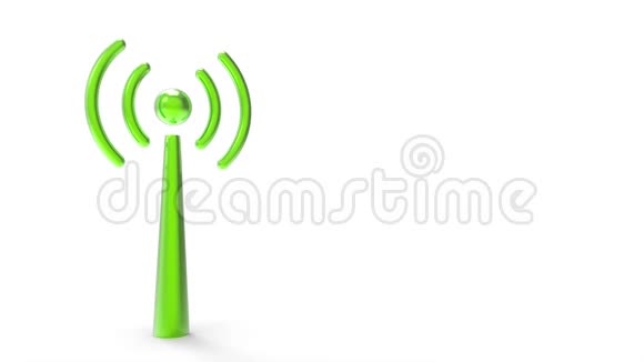 绿色无线电柱标志旋转落在白色背景上有设计空间视频的预览图