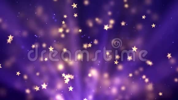 抽象金和紫色闪光波克射线和恒星尘埃笔画颗粒视频的预览图