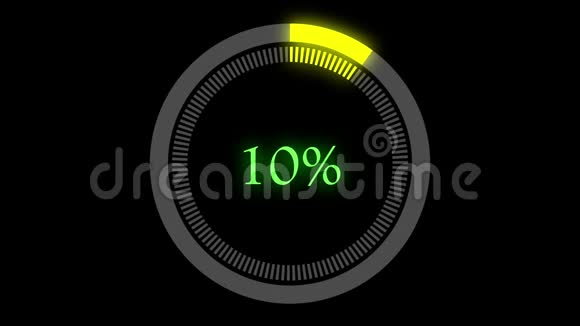 4K绿色和黄色信息图形圆形图0到100百分比增加运动图形和动画背景视频的预览图