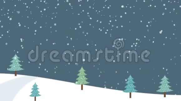 圣诞节冬季乡村景观动画视频的预览图