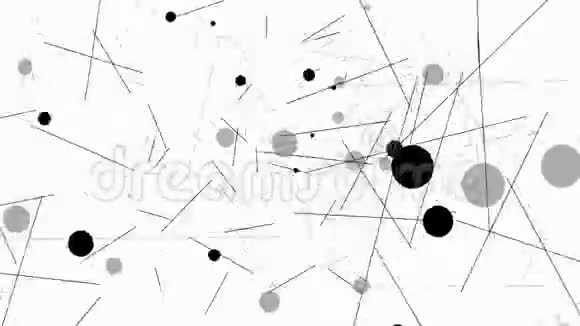 混沌随机黑圈和线条在白色背景上移动视频的预览图