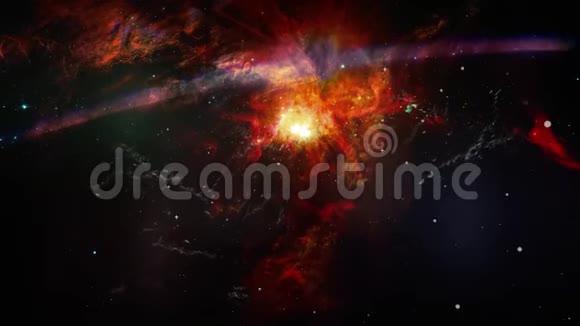 星云和恒星的空间背景和闪光透镜耀斑视频的预览图