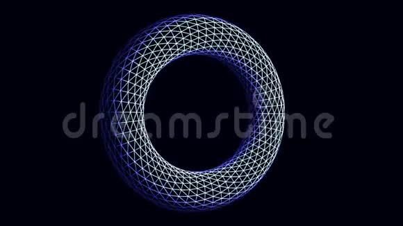 抽象蓝色和白色圆圈形状几何图形在黑色背景上旋转图示数量透明视频的预览图