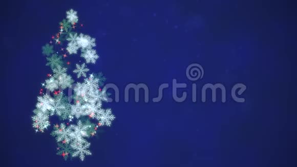 深蓝色背景的动画特写圣诞树视频的预览图