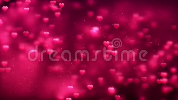 浪漫的旋转荡漾闪耀的爱情红心塑造红色粒子飞动循环黑暗背景情人节母亲视频的预览图
