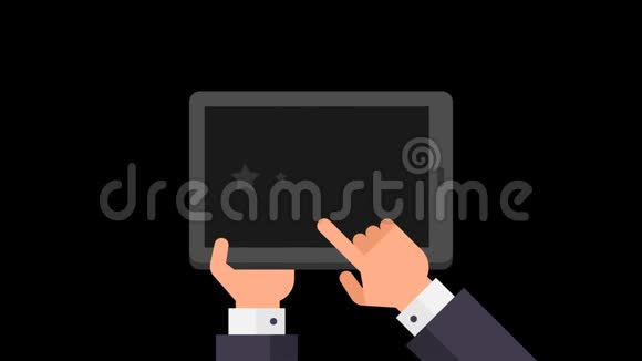 商人持有平板电脑并评估五星级评级握手两个商人阿尔法频道视频的预览图