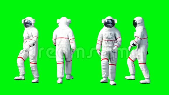 宇航员行走绿色屏幕现实的4k动画视频的预览图