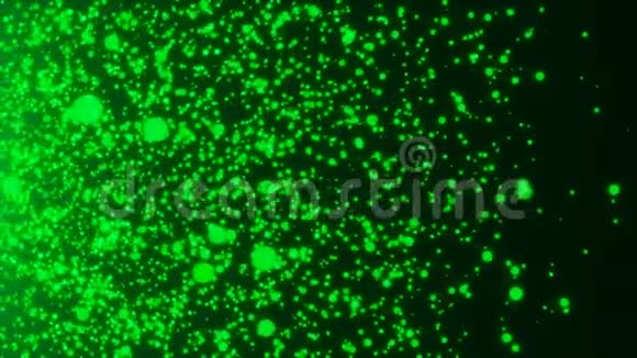 空间中许多抽象的小绿色粒子计算机生成抽象背景三维渲染视频的预览图
