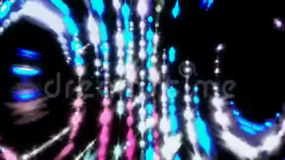 Vj循环带闪亮粒子的音乐节拍计算机生成现代抽象背景三维渲染视频的预览图