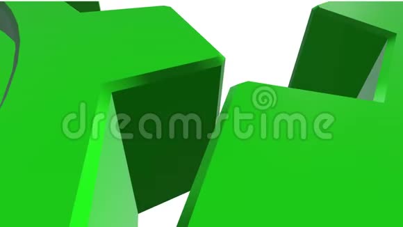 三维动画两个齿轮的绿色白色背景阿尔法频道关门视频的预览图