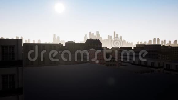 日落城巨大的未来派摩天大楼视频的预览图