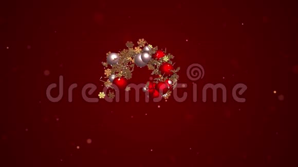 新年圣诞节背景旋转雪花和银花走向屏幕的中心不同的颜色视频的预览图