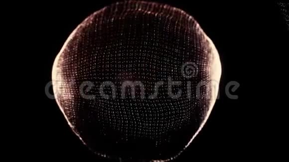 由点组成的球体摘要全球网格三维插图空间三维抽象构图未来视频的预览图