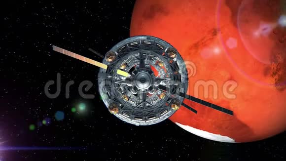 穿越火星背景的科幻飞船之门绿色屏幕三维动画地球的纹理视频的预览图