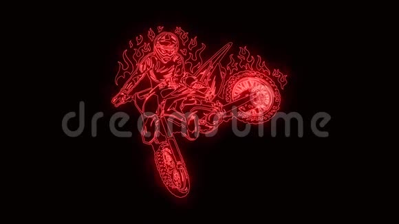 红色燃烧汽车越野自行车标志可循环图形元素视频的预览图