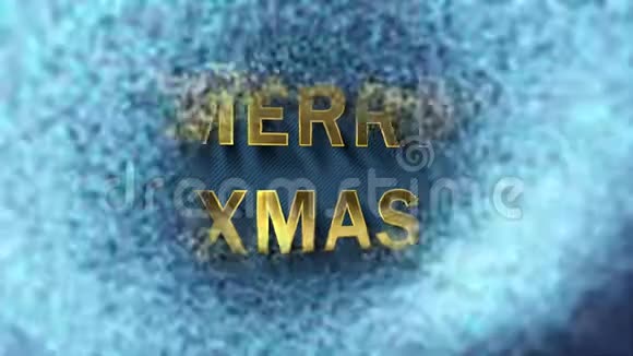 彩色粒子变成蓝色背景和文字圣诞快乐视频的预览图