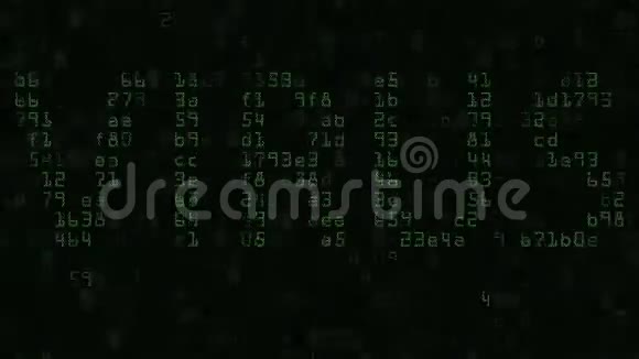 由文字和数字符号组成的计算机屏幕上的文字标题视频的预览图
