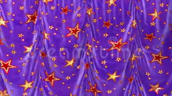 紫色天鹅绒窗帘有闪亮的红星希望视频的预览图