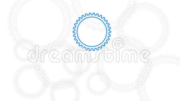 齿轮在白色背景上旋转循环三维插图视频的预览图