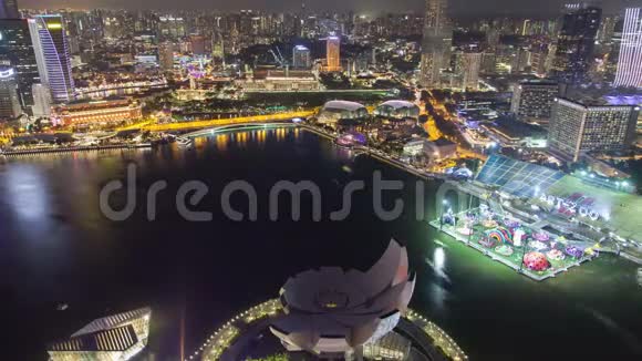 新加坡城市景观空中夜晚时间过去视频的预览图