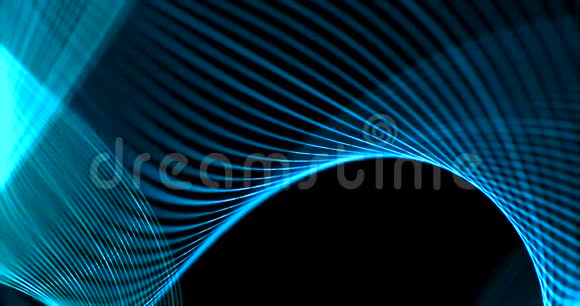 抽象的三维渲染框架数字闪光火花蓝色粒子几何波形流动运动视频的预览图