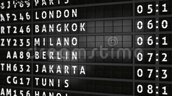 模拟航班信息显示板与抵达城市马来西亚吉隆坡视频的预览图