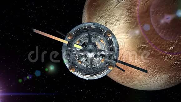 冥王星背景下宇宙飞船的正面视图视频的预览图