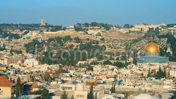 耶路撒冷全景拍摄黄金穹顶视频的预览图