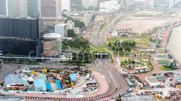 天香港湾交通建设天台全景4k时光流逝中国视频的预览图