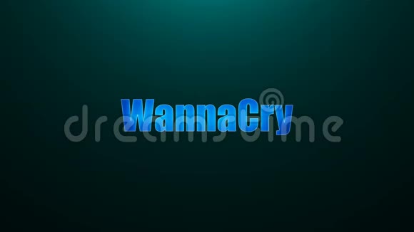在背景上用顶灯3d渲染背景计算机生成的WannaCry文本的字母视频的预览图