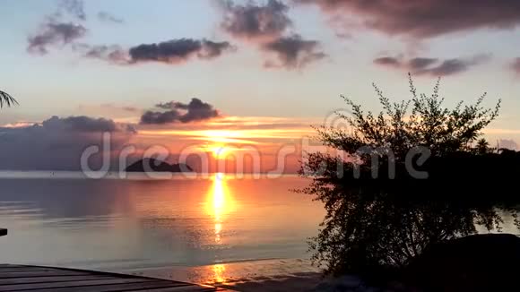 热带海滩上美丽的日落视频的预览图