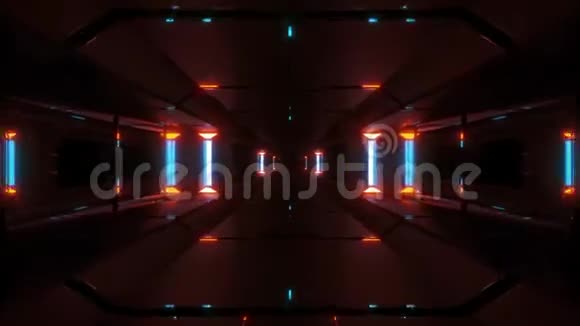 暗洁科幻空间走廊三维渲染背景壁纸运动背景vj循环视频的预览图