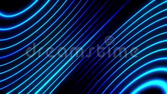 蓝色闪烁霓虹灯圈抽象VJ循环背景视频的预览图