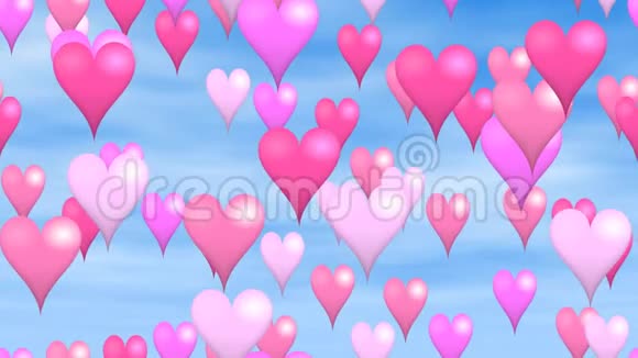情人节动画背景无缝循环视频粉红和紫心视频的预览图