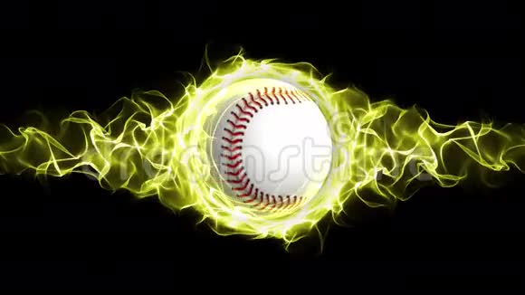 黄色火焰中的棒球抽象粒子环动画视频的预览图