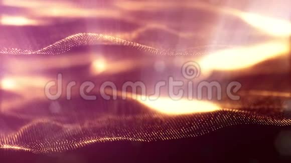颗粒微观世界或空间的黄金表面无缝的镜头与美丽的光效3环抽象视频的预览图