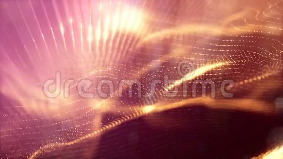 颗粒微观世界或空间的黄金表面无缝的镜头与美丽的光效3环抽象视频的预览图