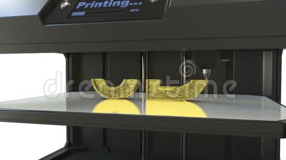 用3D打印机制作黄金体积字母金属打印延时动画视频的预览图
